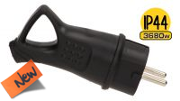 Tomada tipo schuko M 16A IP44 borracha com pega preto
