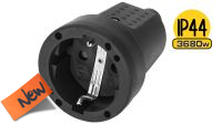 Tomada tipo schuko F 16A IP44 borracha preto