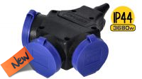 Tomada tipo schuko 3xF 16A IP44 com tampa preto