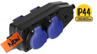 Tomada tipo schuko 4xF 16A IP44 com tampa preto