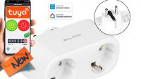 Tomada dupla Wi-Fi smart controlo vocal Alexa, Android iOS branca