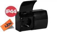 Caixa de superfície 2x Schuko F 16A IP44 preto