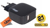 Transformador USB 110-240V 1xUSB Máx. 10W 2.1A preto