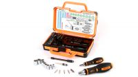 Kit de ferramentas com chave roquete e conjunto de pontas 69 peças