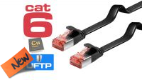 IBF 7701 : Cabo de rede flat U/FTP RJ45-RJ45 Cat. 6 CU preto (1 m)