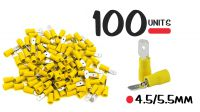Conjunto de 100 terminais tipo conexão M (terminal 6.35x0.8mm) 4.5-5.5mm2 24A amarelo