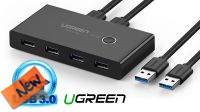 Hub USB Ugreen 4x USB 3.2 Gen 1 USB splitter para 2 computadores preto