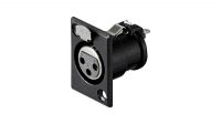Conector XLR Hembra 3 pines de chasis en Negro