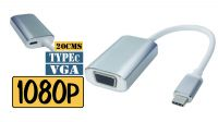 Cabo adaptador USB 3.1 Macho a VGA Fêmea Full HD 1080P prateado 15cm