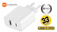 Cargador Xiaomi 1 x USB-A + 1 x USB-C 33W Máx 3A Blanco