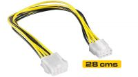 Adaptador de alimentação extensão 8pin Macho a 8pin fêmea 28cm