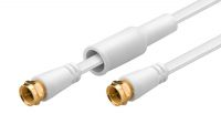 Cabo de antena flat conector F plug a F plug 75 Ohm goldplated branco