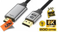 Cabo Displayport V1.4 a HDMI2.1 Goldplated 8K 60Hz M/M 2m