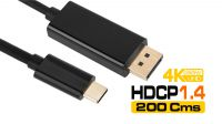 Cabo de monitor USB 3.1 Macho a Displayport Macho 4K*2K@30Hz preto 2m