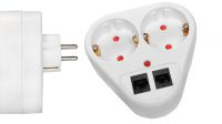 Adaptador divisor Schuko con conector para teléfono