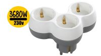 Adaptador divisor schuko 1x M - 3x F (trevo) Cinza e Branco