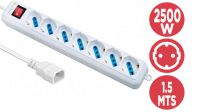 Regleta 7 tomas Schuko, para SAI conector SFO, con interruptor, salidas protegidas VDE, 1.5m Blanca