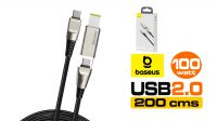 Cabo Baseus USB C M- USB C M,adap.Square Lenovo QC 3.0(100W) Alu.Nylon 2m.