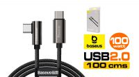 Cabo Baseus Legend Series USB-C M-M 90º PD100W alu. Nylon preto 1m