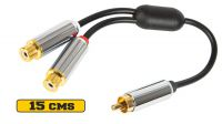 Cable audio estéreo RCA Macho a 2 x RCA Hembra 0.15m