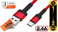 Cabo cRadia USB-C 3.1 M - USB-A 2.0 M  max. 2.4A  Rojo