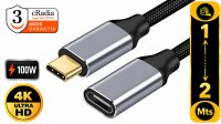 Cable alargador USB-C M a USB-C H Gen3.2 de 20 Gbps, 5A, 4K, 60Hz 100W