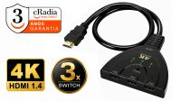 Switch Cradia HDMI 3xInput-1xOutput v1.3b 4k y cable Negro