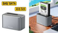 Docking station USB-C SAS Sata de 2.5 e 3.5" (máx 20TB) cinza