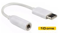 Cabo USB 3.1 C Macho a Jack 3.5mm Stéreo fêmea branco 10cm