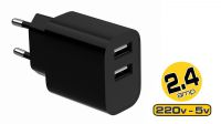 Carregador universal 2x USB Máx. 2.4A preto