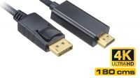 Cable Displayport - HDMI 2.0 M/M Gold Plated Negro 1.8m
