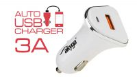 Carregador de isqueiro 12/24V p/ dispositivos USB 5V 3A branco