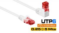 Cabo de rede 1x 90º angulado U/UTP Cat.6 CCA branco