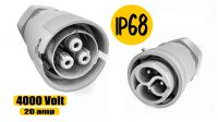 Conector estanco de 3 pines para exterior IP68