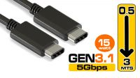 Cabo USB 3.1 Tipo C M/M (0,5/3Mts) - Negro