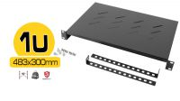 Prateleira Frontal  19" Fixa  1U/483X300MM - Negro