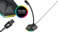 Microfone c/base Gaming Havit GK57 RGB  USB flexível negro