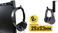 Soporte gancho para auriculares colocación lateral en monitor negro (2 piezas)