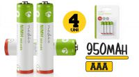 Pilhas AAA recarregáveis 950mAh NiMH blister de 4 unidades