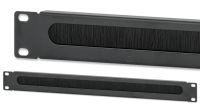 Panel frontal 19" para conducto de cables con cepillo 1U Negro