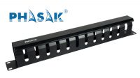 Panel frontal 19" guia cables en metal negro con tapa