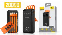 Powerbank USB  Batería 20000mAh  USB-C - USB-A-USB-Micro lightning max.2Amp  Negro