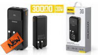 Powerbank USB  Batería 30000mAh  USB-C - USB-A lightning max. 3Amp  Negro