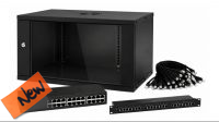 Bundle Phasak Mural 7U, Painel FTP 24P Cat6 e 24cabos 50cm + Switch DLink 24P G