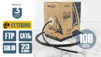 Bobine de cabo de exterior FTP Cat. 6A sólido preto CCA AWG23 100m