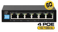 Switch 4p. 10/100 PoE+2Uplink IEEE802.3at/af PoE+/PoE