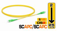 Cabo de fibra óptica SM OS2 G657A.2 9/125 SC/SC APC LSZH SX Amarelo