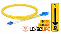 Cabo fibra óptica monomodo LC/UPC - SC/UPC  9/125µ Duplex 2mm