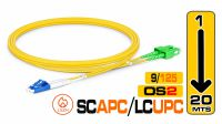 Cabo de fibra óptica monomodo LC/UPC a SC/APC 9/125 Duplex OS2 LSZH
