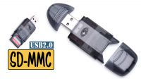 Leitor de cartões externo USB 2.0 SD+MMC preto